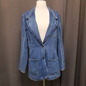 Vintage 90s y2k Denim Jean Jacket Blazer‎ Baccini Woman's Medium